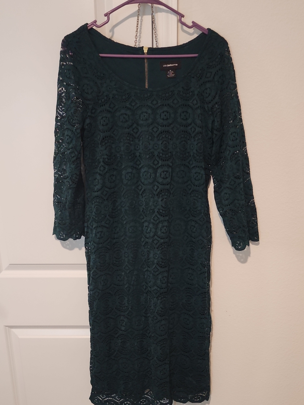 Liz Claiborne Dark Green Lace Midi Dress